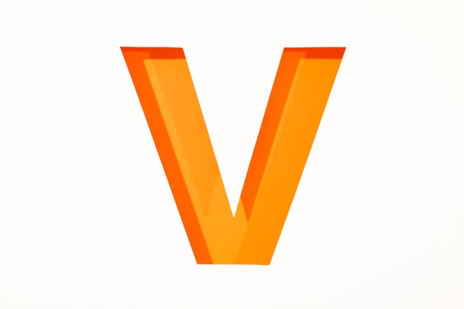 Color letter V on blank background, space for text