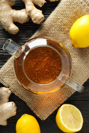 Cold treatment, healthcare concept - tea with ginger