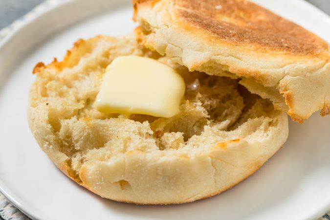 Toasted Homemade English Muffins with Butter