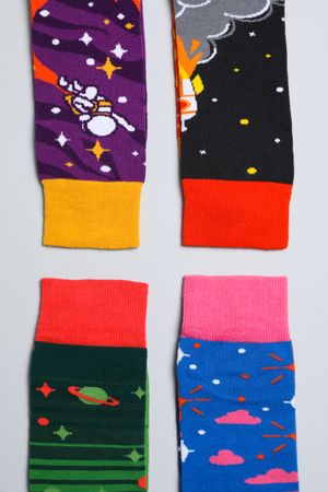 Concept of clothes for legs - socks, top view