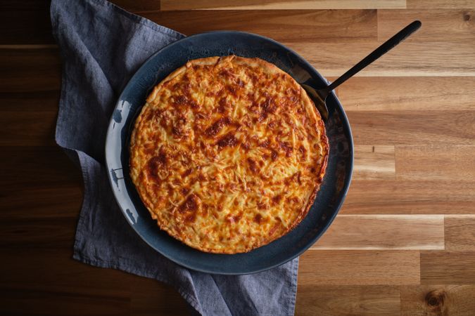 Cheese quiche on ceramic plate