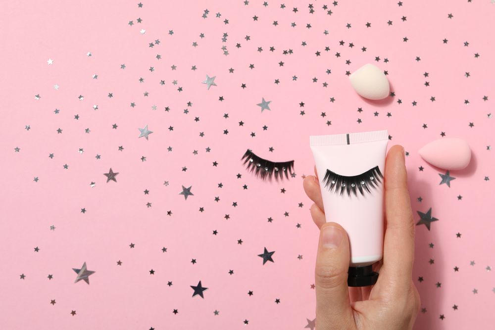 concept of cosmetology tools and beauty treatment, false eyelashes