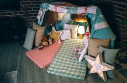 Diy tent decorated for pajama party