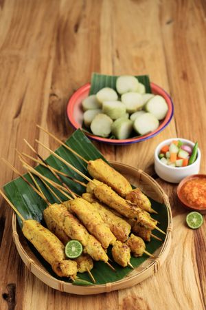 Sate Ayam Bumbu Kuning or Chicken Satay with Turmeric Spice