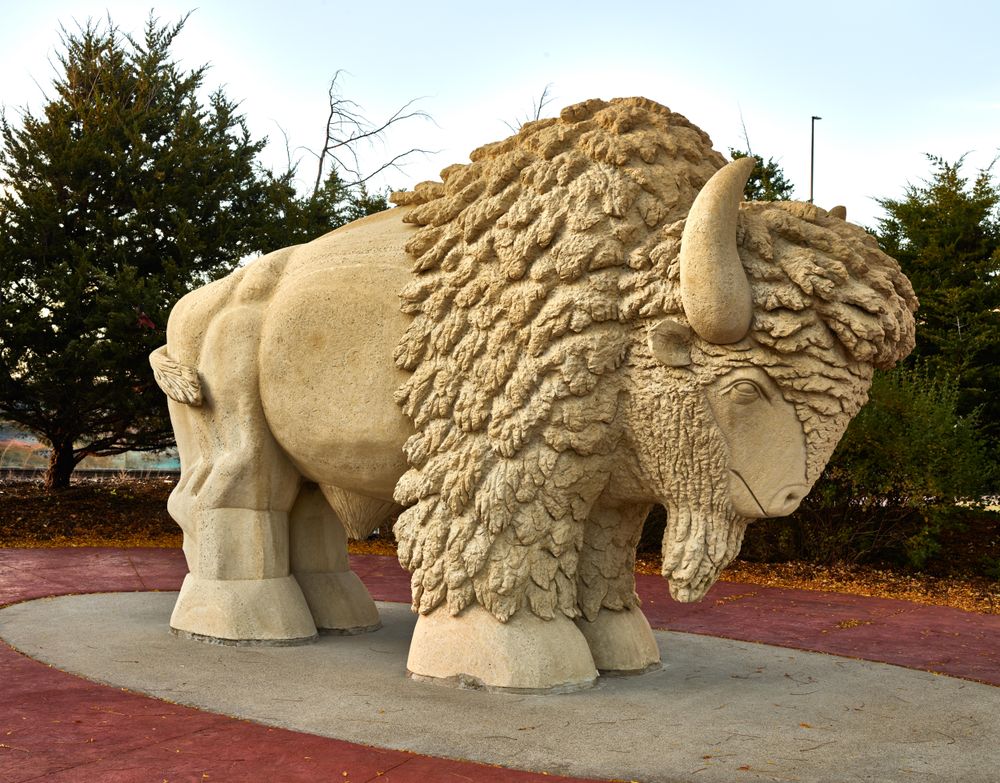Bison sculpture at Reconciliation Park in Mankato, Minnesota