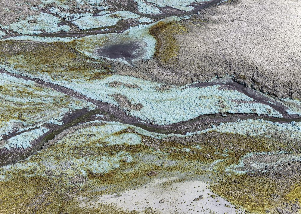 Blue rusty mountain streaks in nature