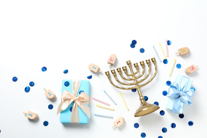 Concept of Jewish holiday, Hanukkah, space for text