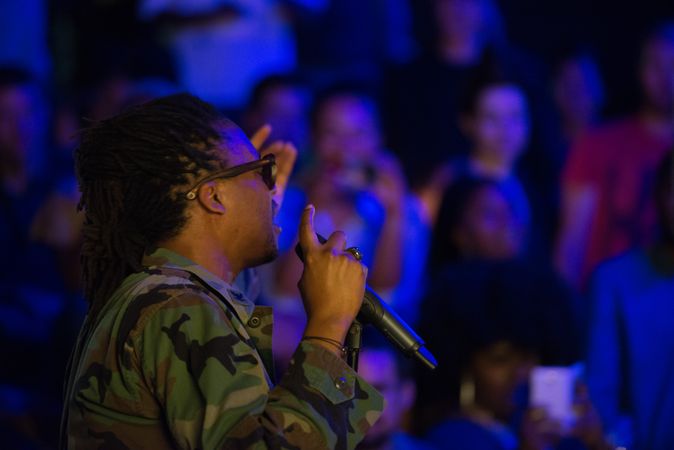Los Angeles, CA, USA- November 13, 2013: Lupe Fiasco performing to an audience