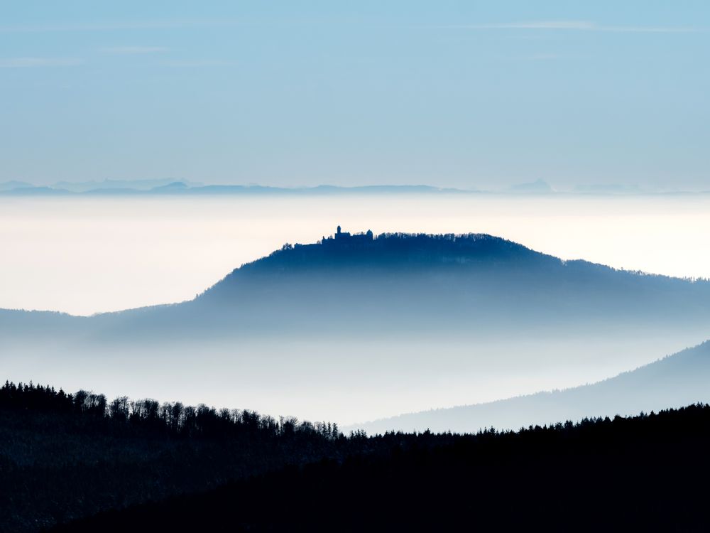 Vosges mountains and the Alps in the distance. France
