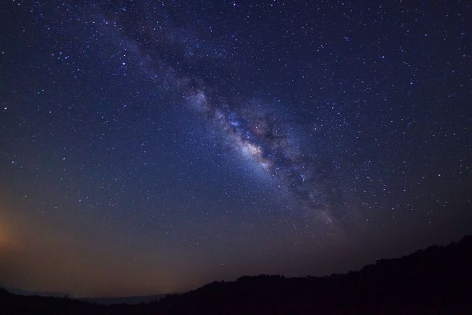 Night photography in Phitsanulok. Milky way galaxy with stars and space dust in the universe