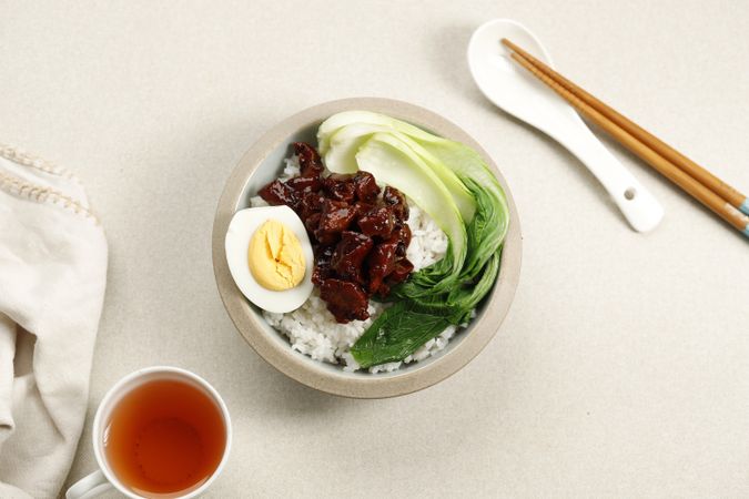 Top View Braised Meat Rice
