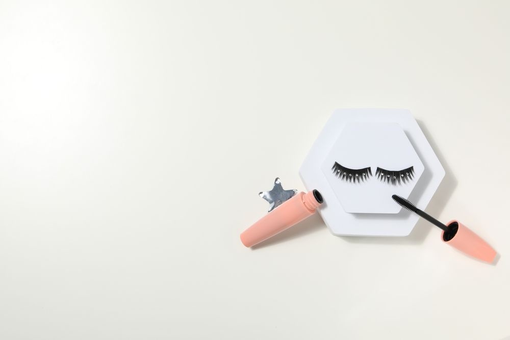 concept of cosmetology tools and beauty treatment, false eyelashes