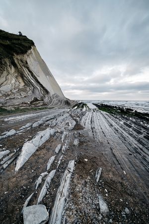 Landscape of rough stone shore