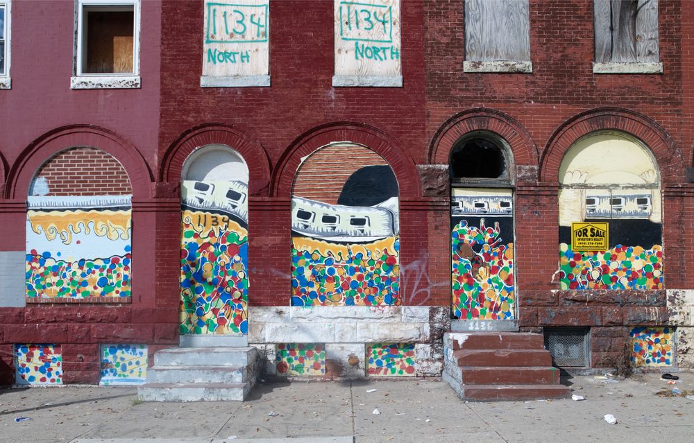 Train mural in Baltimore, Maryland