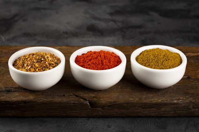 Variety of spices and seasonings on the table.