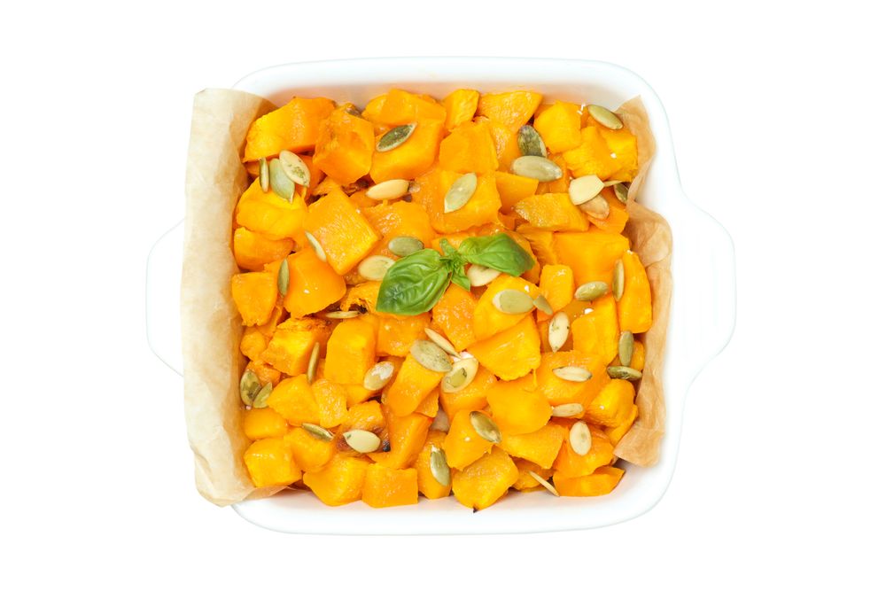 Baked pumpkin isolated on blank background