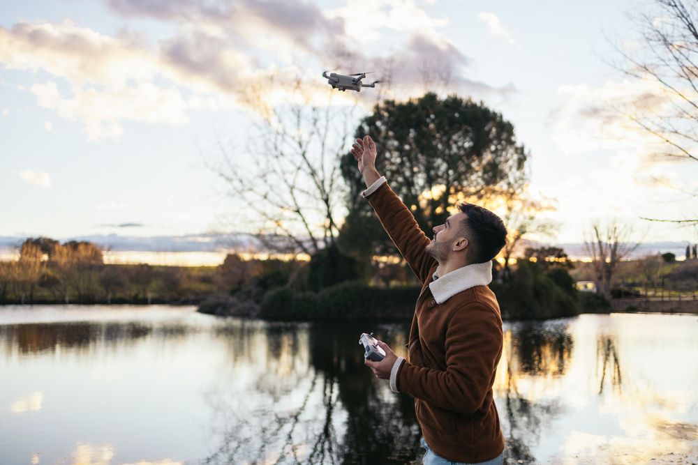 Drone Pilot Catching Drone