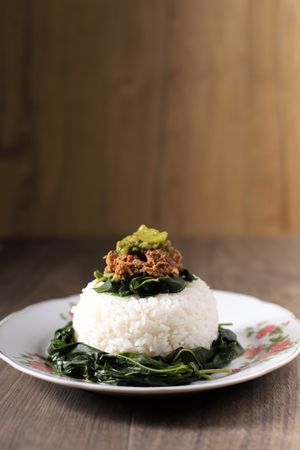 Nasi Padang with Rendang and Sambal Ijo