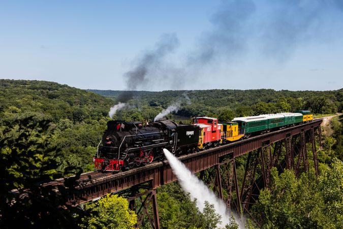 A steam train operated by the Boone & Scenic Valley Railroad, Boone County, Iowa