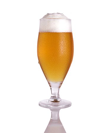 Glass of tasty light beer