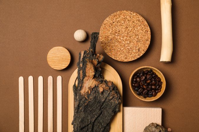 Flat lay of creative moodboard composition, top view