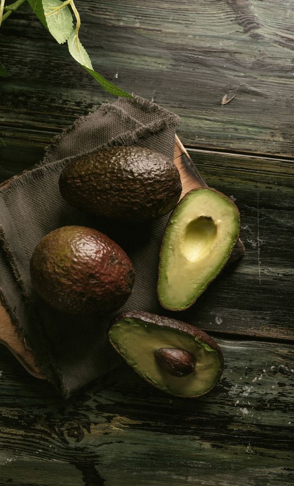 Set of freshly cut fresh avocados