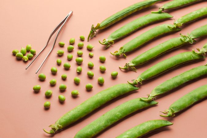 USA flag made with peas and pea pods