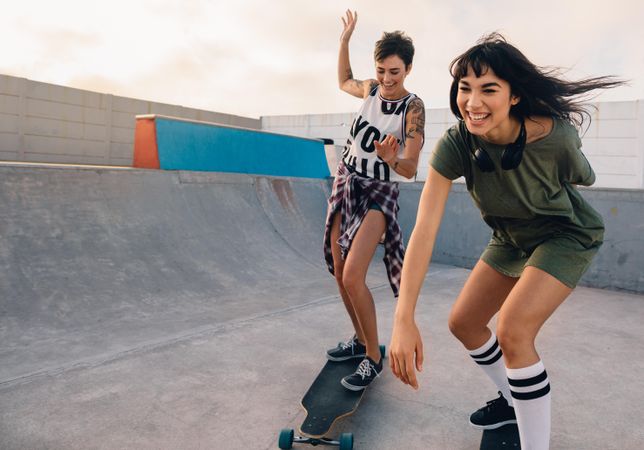 Women on skateboards and having fun