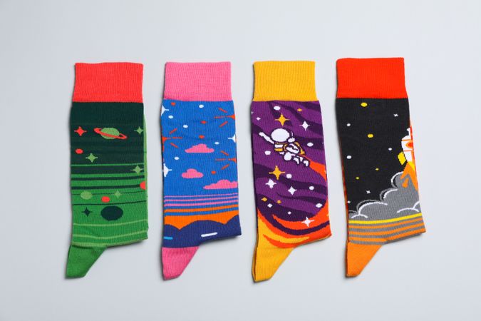 Concept of clothes for legs - socks, top view