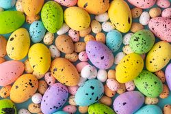 Easter composition made with colorful eggs
