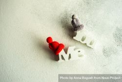 Valentine's day concept of "Me" & "You" blocks with little wintry hats 5lVVr6