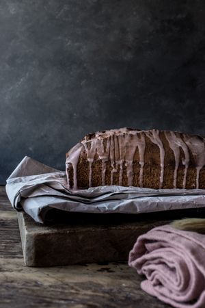 Delicious orange cake with poppy seeds and creme