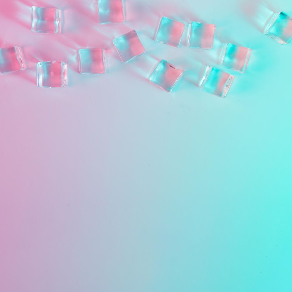 Ice cubes in vibrant bold gradient holographic colors