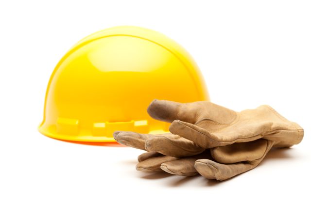 Yellow Hard Hat and Gloves