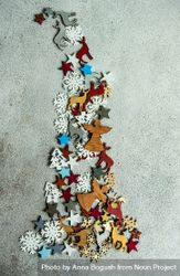 Flat Christmas ornaments in tree shape on concrete background 5XRQob