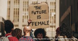 Woman's march protest sign that reads the future is female 0PyPg5