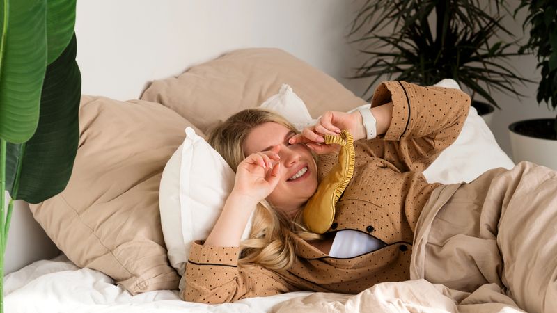 Playful awakening with eye mask