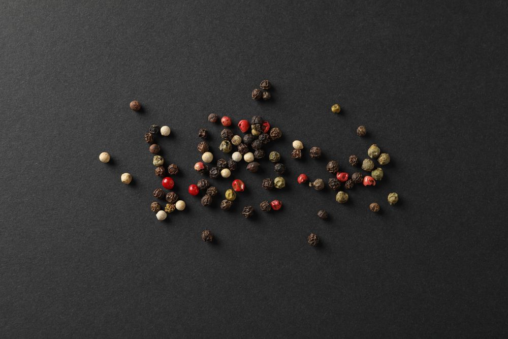Top view of peppercorns