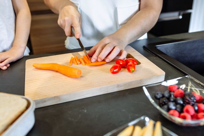 Unrecognizable woman preparing healthy snack