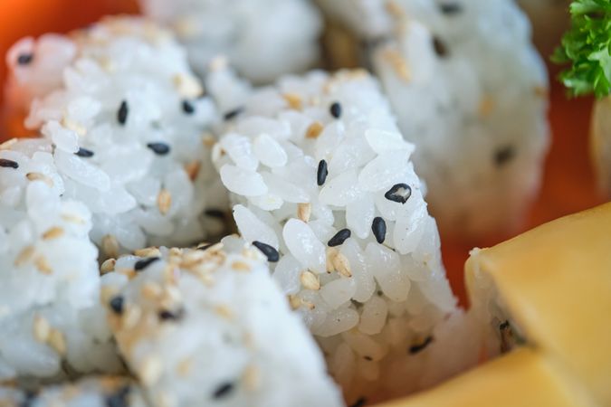 Tasty uramaki rolls with sesame