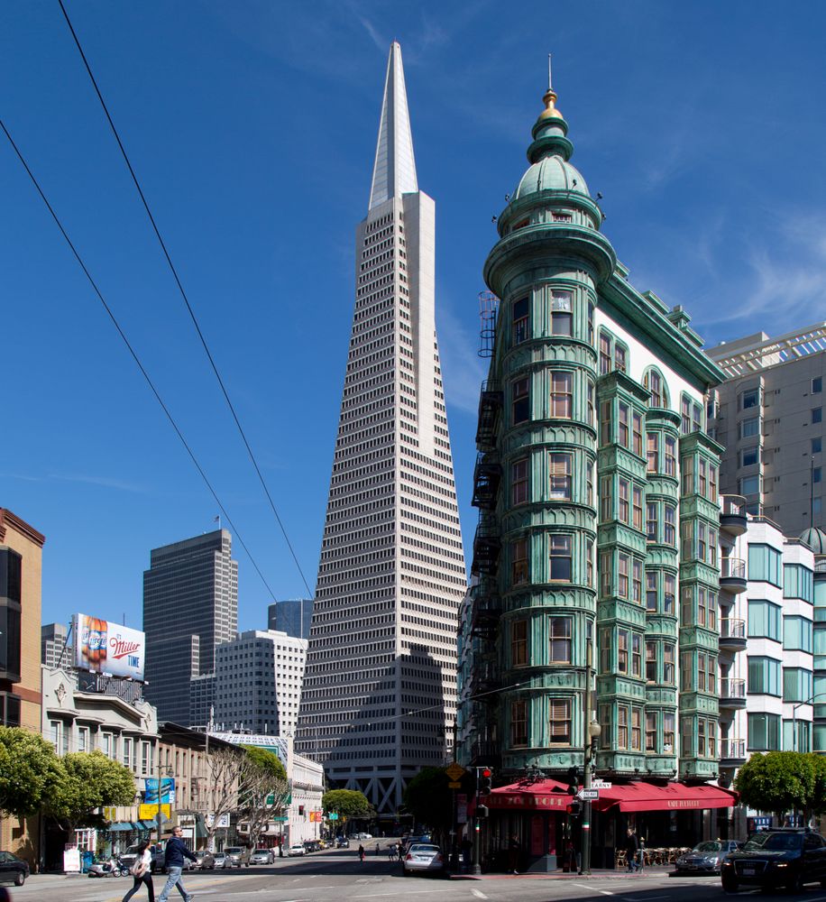 Transamerica Pyramid and Columbus Tower in San Francisco