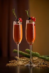 Glasses of champagne during Christmas celebration