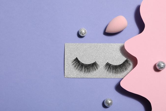 concept of cosmetology tools and beauty treatment, false eyelashes