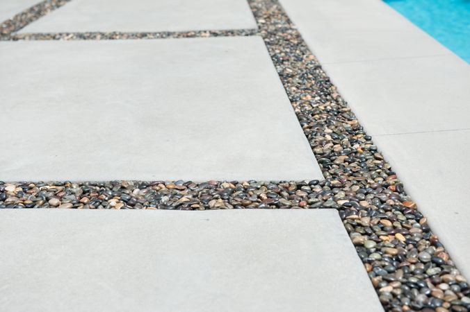 Garden pavers with pebbles