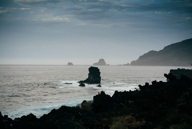 Boulder in ocean as seen from El Hierro, Canary Islands