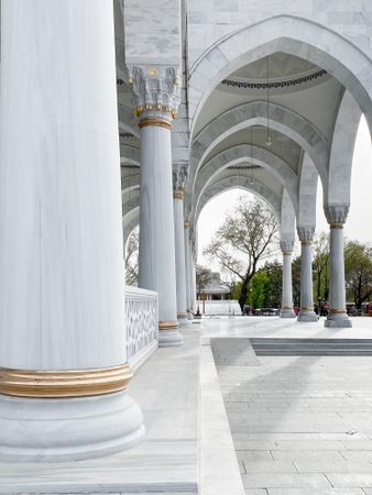 Outdoor space of marble mosque