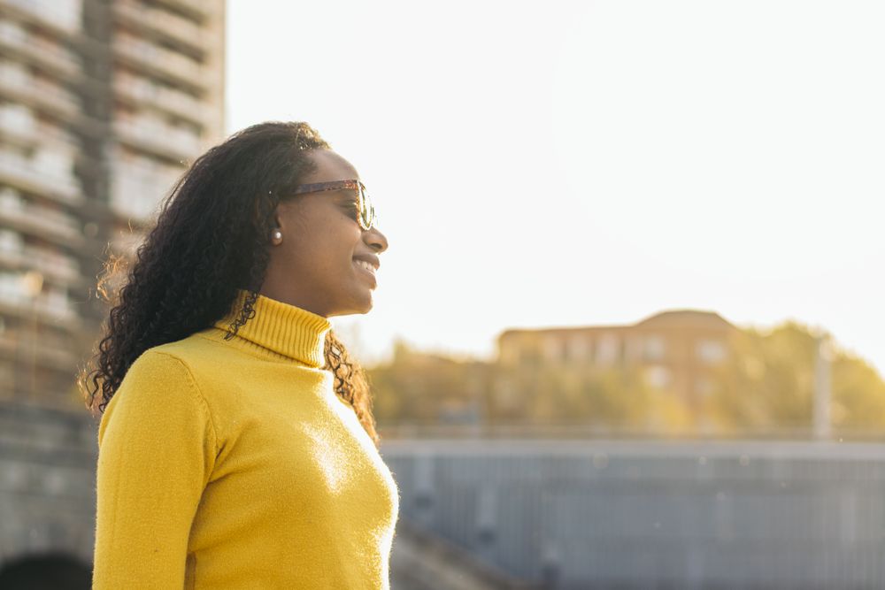 stylish Black young woman portrait with sunglasses
