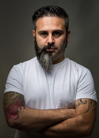 Confident man with half beard