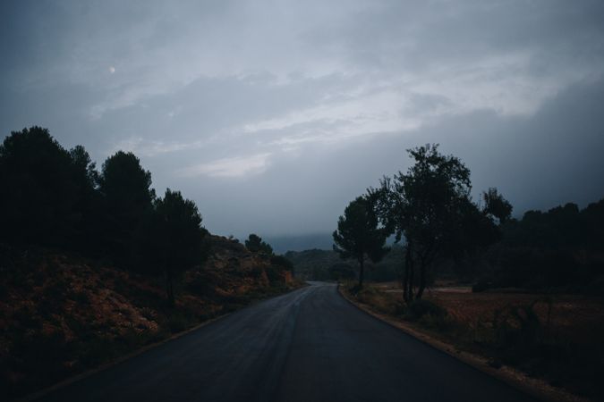 Empty road on overcast day