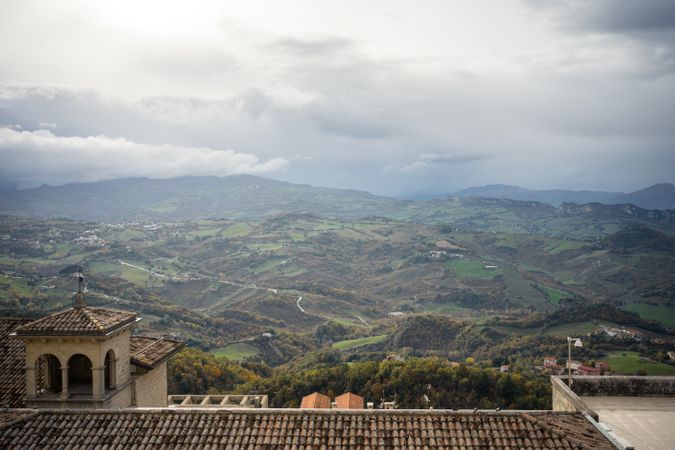 Breathtaking landscape of gardens and grass valley
